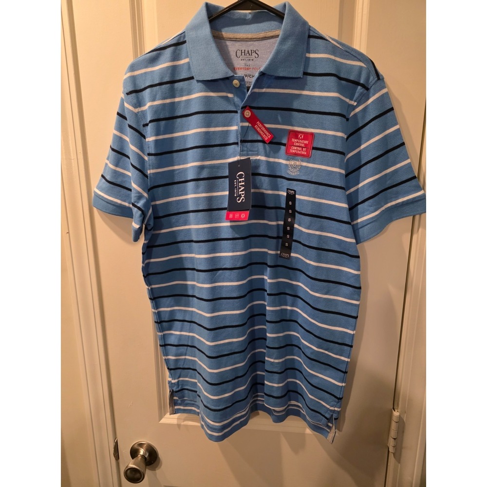 Chaps Men's Blue Striped Polo Shirt SZ S NWT
